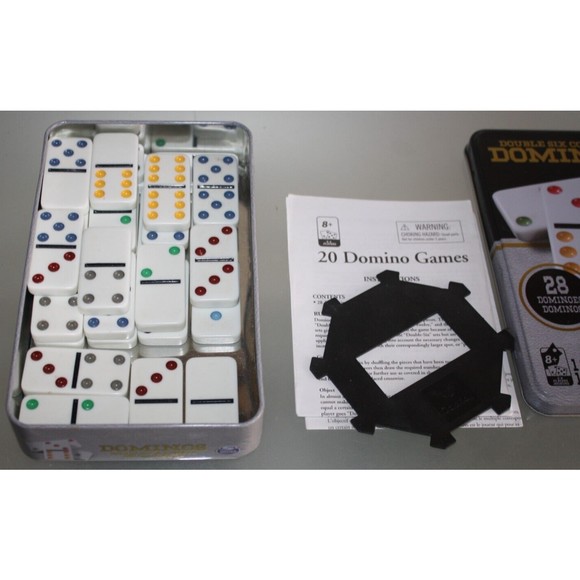 3/$15 Spin Master Double 6 Color Dot Dominoes (28 Piece Set)  Complete GUC - Picture 3 of 3
